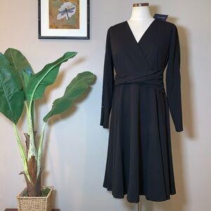 NWT Tommy Hilfiger Scuba Crepe Fit & Flare Dress, Black, Size 10